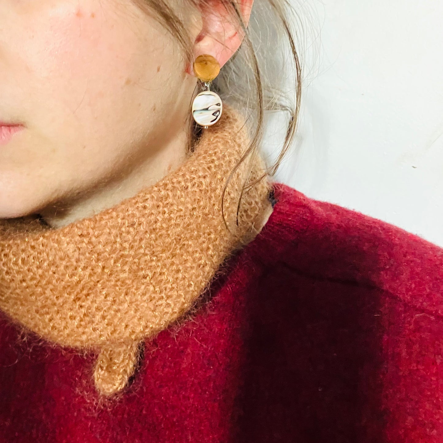 Boucles bois et nacre Clips