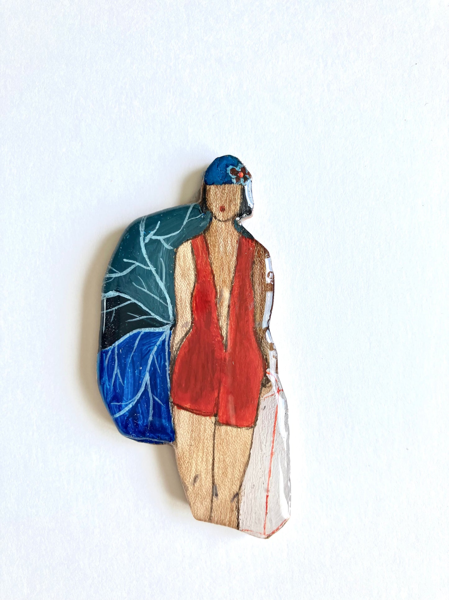 Baigneuse rouge aux coraux