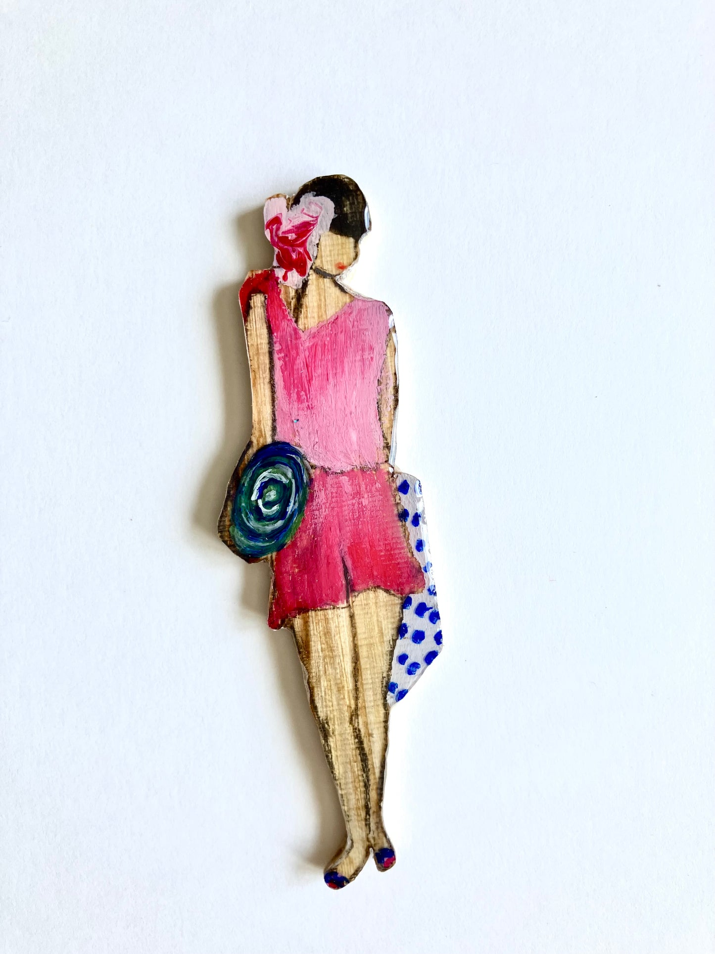 Baigneuse rose et fleur